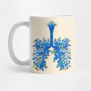 Blue Lungs with leaves and flowers Mug